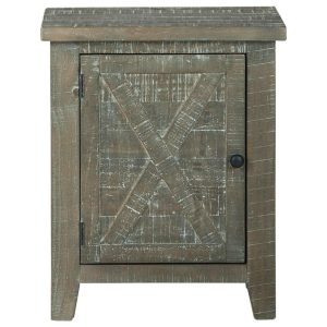 Rustic Distressed Gray Accent Cabinet With Crossbuck Design Door  |  Accent Cabinets Accent Cabinets Accent Cabinets