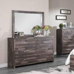 Rustic Dresser And Mirror With Butcher Block Finish  |  Mirrored Dressers Bedroom Mirrored Dressers