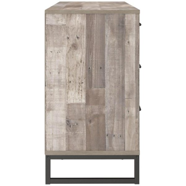 Rustic Dresser With Butcher Block Pattern And Metal Sled Legs  |  Dressers Bedroom Dressers