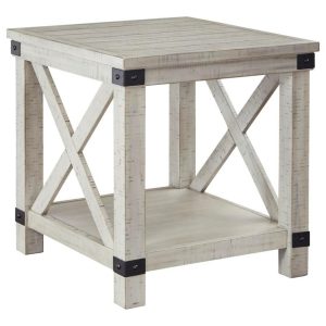 Rustic Farmhouse End Table In Whitewash Finish  |  End & Side Tables End & Side Tables End & Side Tables