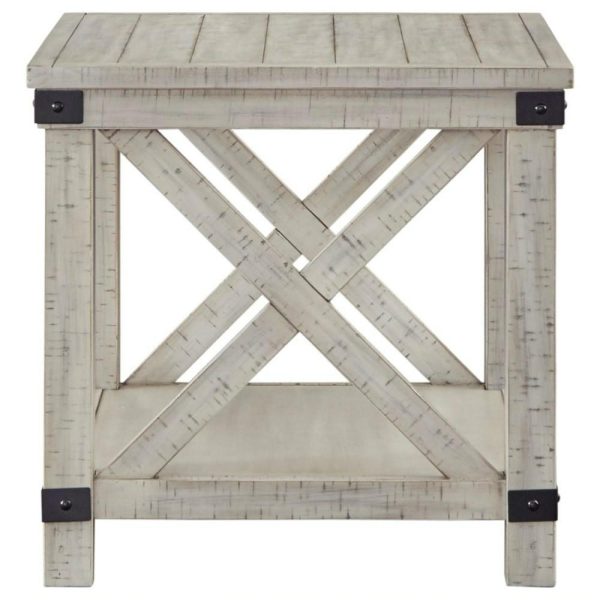 Rustic Farmhouse End Table In Whitewash Finish  |  End & Side Tables End & Side Tables End & Side Tables