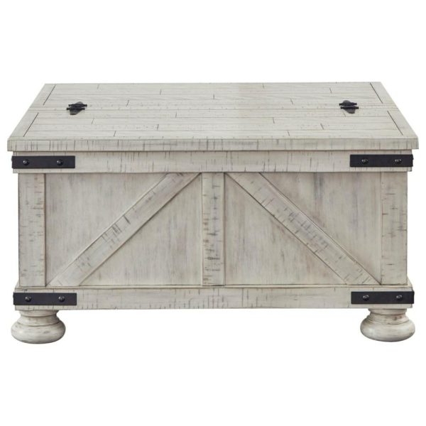 Rustic Farmhouse Square Storage Coffee Table In Whitewash Finish  |  Coffee Tables Coffee Tables Coffee Tables