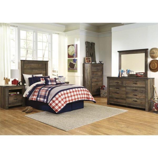 Rustic Look Twin Panel Headboard With Corner Brackets  |  Headboards Bedroom Headboards