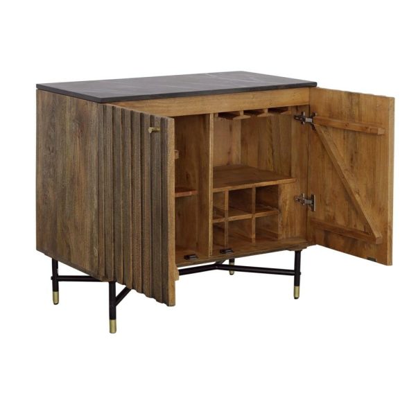 Rustic Two Door Bar Cabinet With Black Marble Top  |  Accent Cabinets Accent Cabinets Accent Cabinets