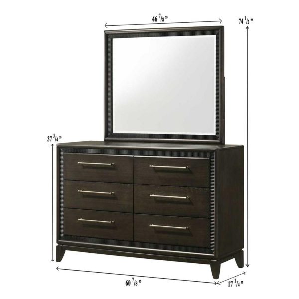 Saratoga Contemporary Dresser & Mirror Set  |  Mirrored Dressers Bedroom Mirrored Dressers