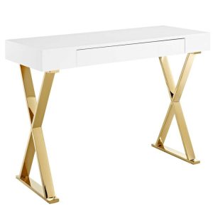 Sector Contemporary Console Table – White/Gold  |  Sofa Tables Living Room Sofa Tables