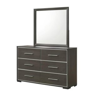 Sharpe Contemporary 6-Drawer Dresser And Mirror  |  Mirrored Dressers Bedroom Mirrored Dressers