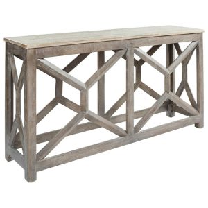 Solid Wood Gray Console Sofa Table With Whitewash Table Top  |  Sofa Tables Living Room Sofa Tables