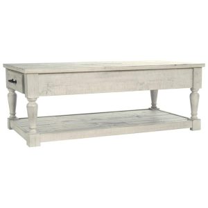 Solid Wood Rectangular Cocktail Table In Rustic White Finish  |  Coffee Tables Coffee Tables Coffee Tables