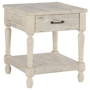 Solid Wood Rectangular End Table In Rustic White Finish  |  End & Side Tables End & Side Tables End & Side Tables