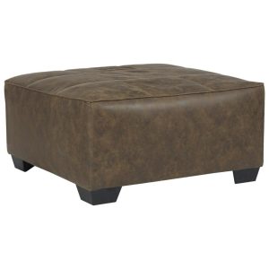 Square Oversized Accent Ottoman In Brown Faux Leather  |  Ottomans Living Room Ottomans