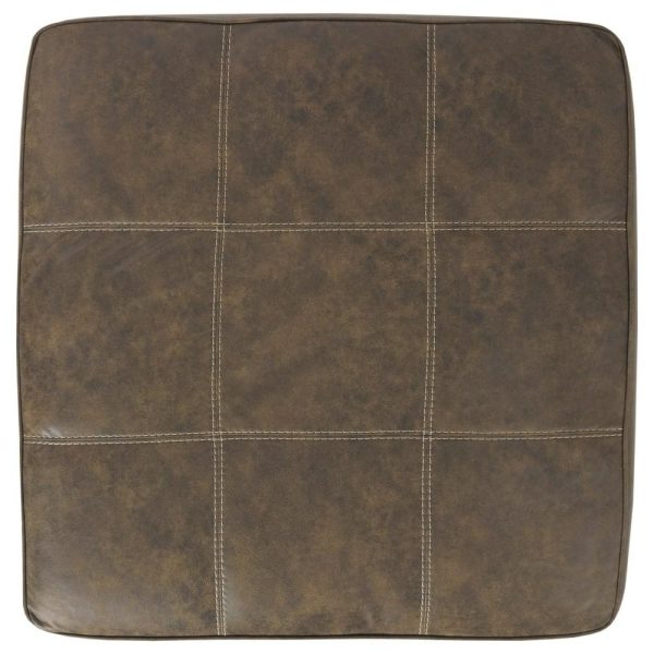 Square Oversized Accent Ottoman In Brown Faux Leather  |  Ottomans Living Room Ottomans