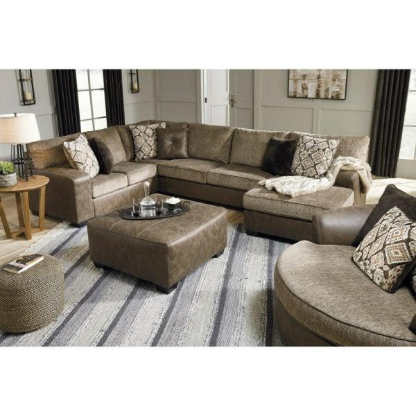 Square Oversized Accent Ottoman In Brown Faux Leather  |  Ottomans Living Room Ottomans