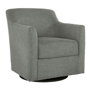 Swivel Accent Chair In Smoke Polyester Fabric  |  Living Room Chairs Living Room Living Room Chairs