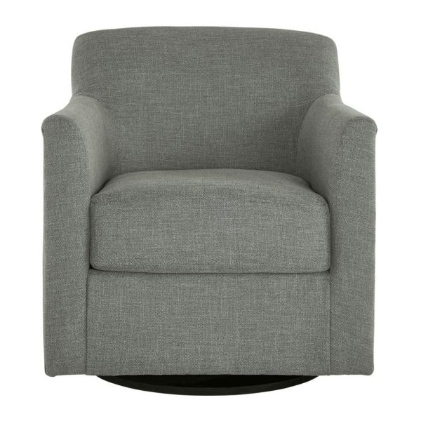 Swivel Accent Chair In Smoke Polyester Fabric  |  Living Room Chairs Living Room Living Room Chairs