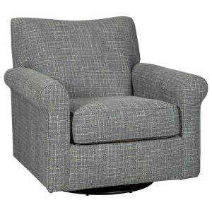 Swivel Glider Accent Chair With Rolled Arms & Gray Fabric  |  Living Room Chairs Living Room Living Room Chairs