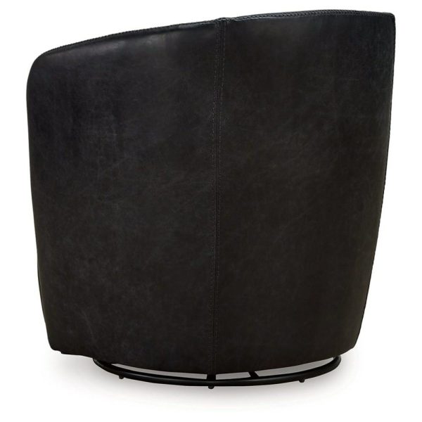 Top-Grain Leather Swivel Chair In Midnight  |  Living Room Chairs Living Room Living Room Chairs