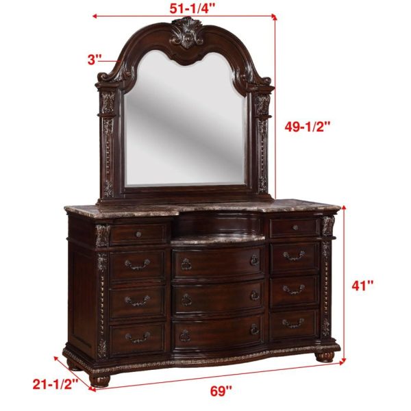 Traditional 11-Drawer Dresser And Mirror Set  |  Mirrored Dressers Bedroom Mirrored Dressers