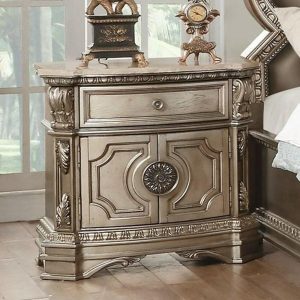 Traditional 2-Door Nightstand With Marble Top  |  Nightstands Bedroom Nightstands