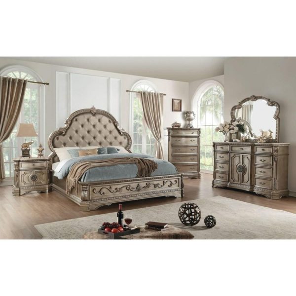 Traditional 2-Door Nightstand With Marble Top  |  Nightstands Bedroom Nightstands