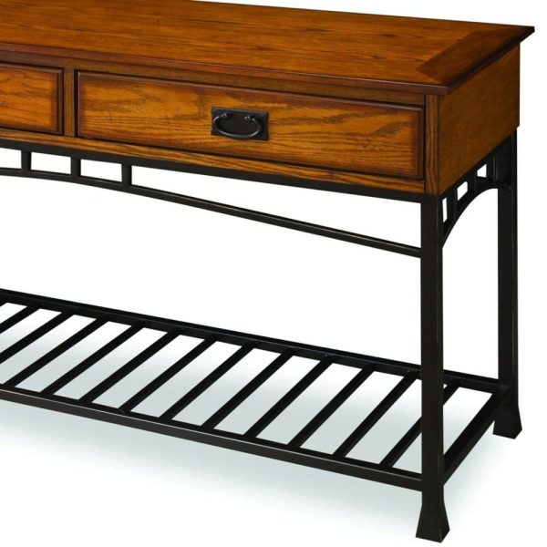 Traditional 2-Drawer Sofa Table With Metal Frame  |  Sofa Tables Living Room Sofa Tables