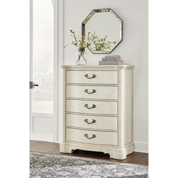 Traditional 5-Drawer Chest With Metal Bar Pulls  |  Chest Of Drawers Bedroom Chest Of Drawers