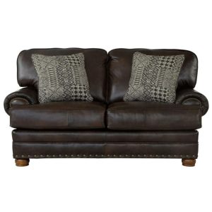 Traditional Cocoa Loveseat With Nailhead Trim  |  Reclining Loveseats Living Room Reclining Loveseats