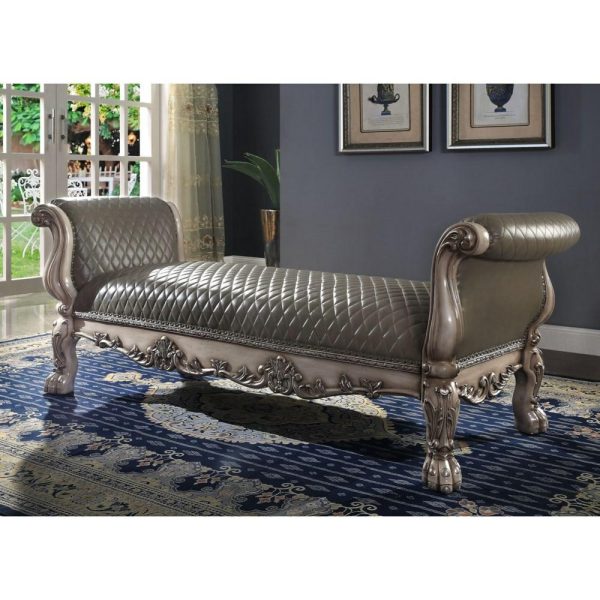 Traditional Faux Leather Bench  |  Benches Benches Benches