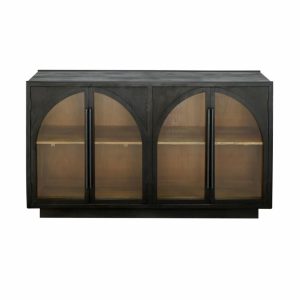 Traditional Four Door Credenza With Glass Doors  |  Accent Cabinets Accent Cabinets Accent Cabinets