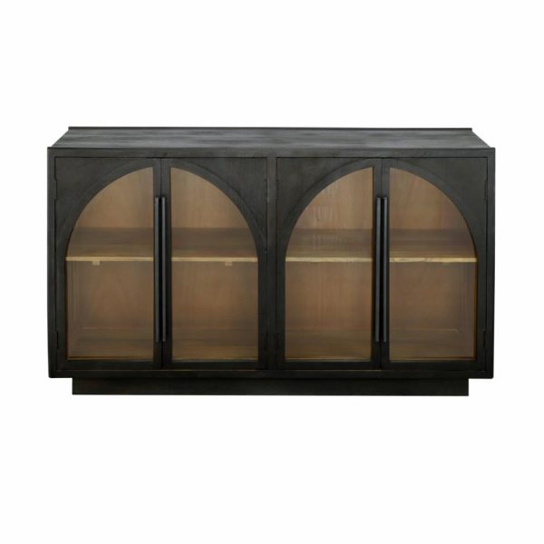 Traditional Four Door Credenza With Glass Doors  |  Accent Cabinets Accent Cabinets Accent Cabinets