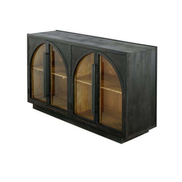 Traditional Four Door Credenza With Glass Doors  |  Accent Cabinets Accent Cabinets Accent Cabinets