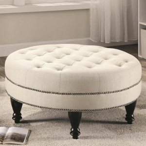 Traditional Round Cocktail Ottoman  |  Ottomans Living Room Ottomans