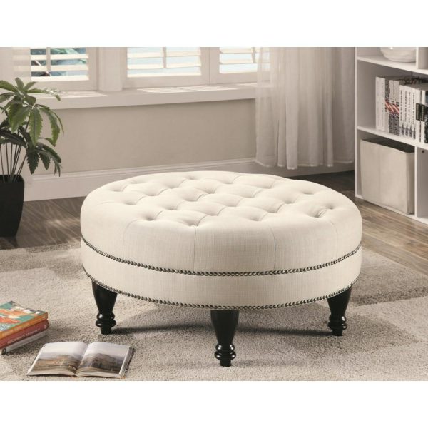 Traditional Round Cocktail Ottoman  |  Ottomans Living Room Ottomans