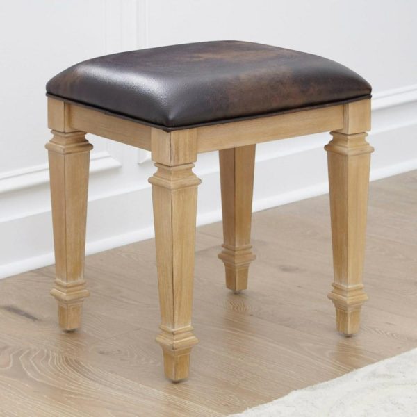 Traditional Vanity Bench With Padded Upholstered Seat  |  Benches Benches Benches