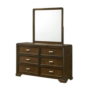 Transitional 6-Drawer Dresser And Mirror  |  Mirrored Dressers Bedroom Mirrored Dressers