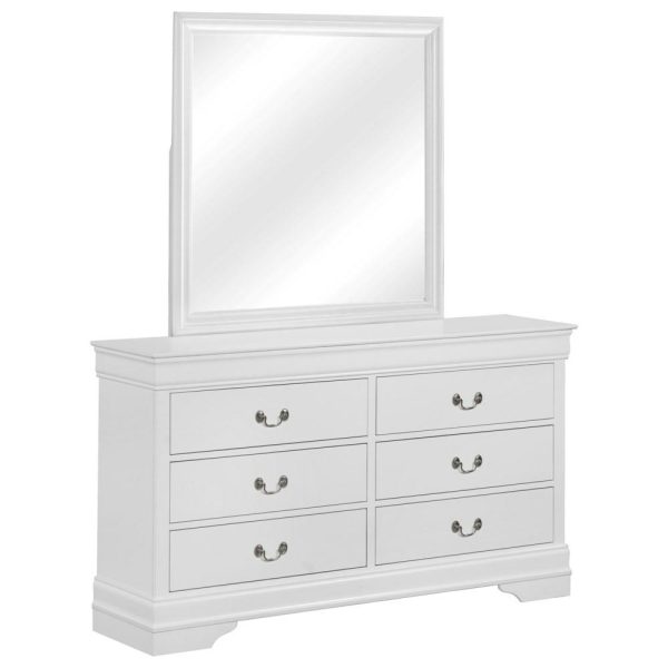 Transitional 6 Drawer Dresser With Mirror  |  Mirrored Dressers Bedroom Mirrored Dressers