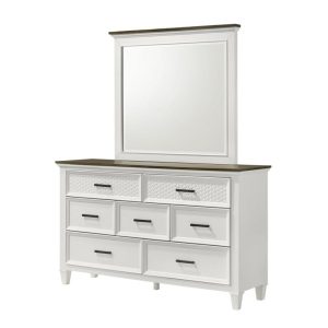 Transitional 7-Drawer Dresser And Mirror  |  Mirrored Dressers Bedroom Mirrored Dressers