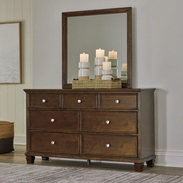 Transitional 7-Drawer Dresser With Mirror  |  Mirrored Dressers Bedroom Mirrored Dressers