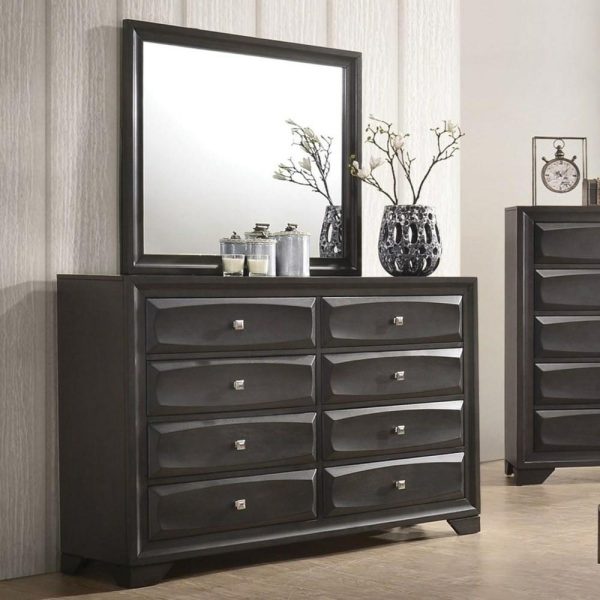 Transitional 8-Drawer Dresser And Mirror Set  |  Mirrored Dressers Bedroom Mirrored Dressers