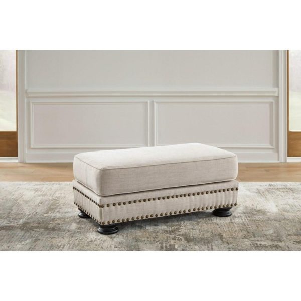 Transitional Accent Ottoman With Nail-Head Trim  |  Ottomans Living Room Ottomans