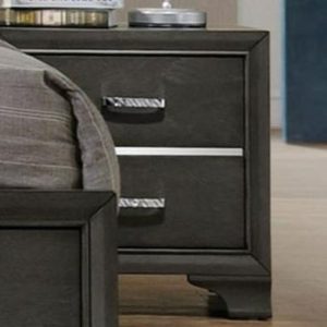 Transitional Dark Grey 2-Drawer Nightstand  |  Nightstands Bedroom Nightstands