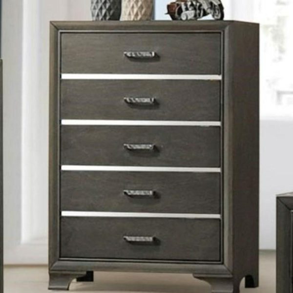 Transitional Dark Grey 5-Drawer Chest  |  Chest Of Drawers Bedroom Chest Of Drawers