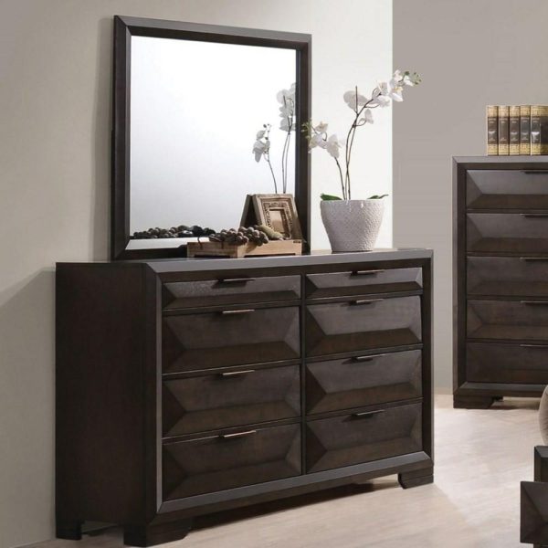 Transitional Dresser And Mirror Set With Felt-Lined Drawers  |  Mirrored Dressers Bedroom Mirrored Dressers