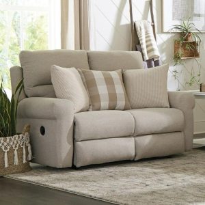 Transitional Lay Flat Reclining Loveseat  |  Reclining Loveseats Living Room Cement 1605-38