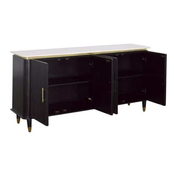 Transitional Mango Wood Four Door Credenza  |  Accent Cabinets Accent Cabinets Accent Cabinets