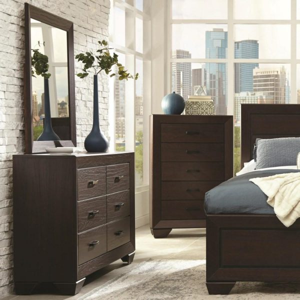 Transitional Six Drawer Dresser And Mirror Set  |  Mirrored Dressers Bedroom Mirrored Dressers