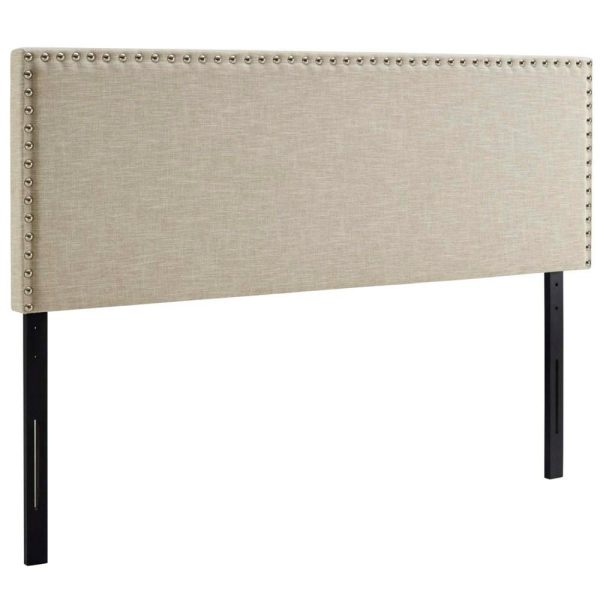 Transitional Upholstered Queen Headboard With Nailheads  |  Headboards Bedroom Headboards