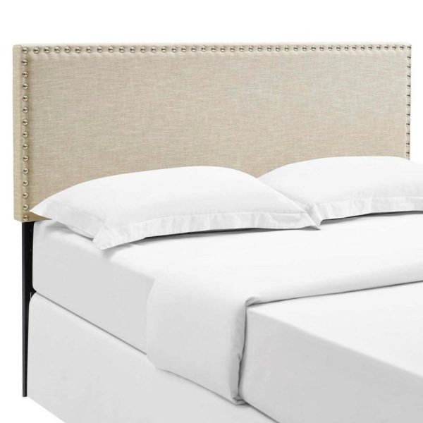 Transitional Upholstered Queen Headboard With Nailheads  |  Headboards Bedroom Headboards