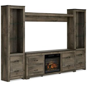 Trinell Rustic Entertainment Center With Electric Fireplace  |  Tv Stands Living Room Tv Stands