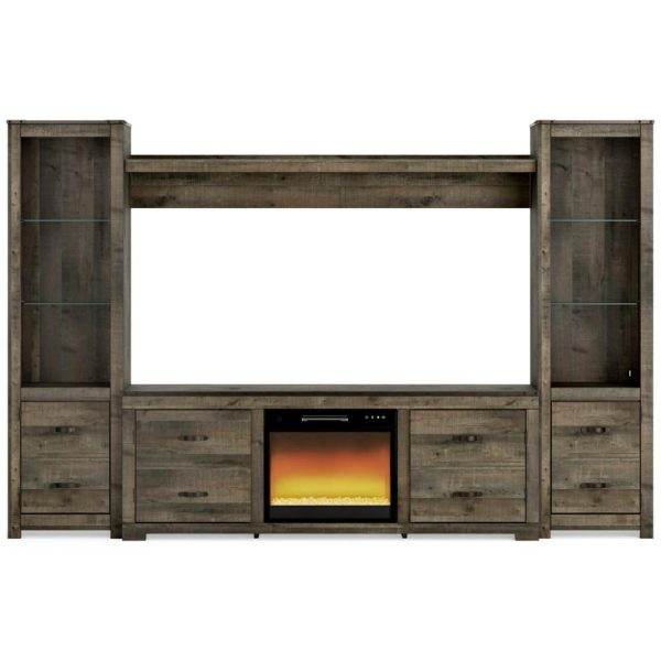 Trinell Rustic Entertainment Center With Electric Fireplace  |  Tv Stands Living Room Tv Stands